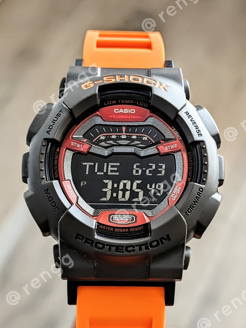 Casio G-Shock Digital Watch in Black with Orange Strap
